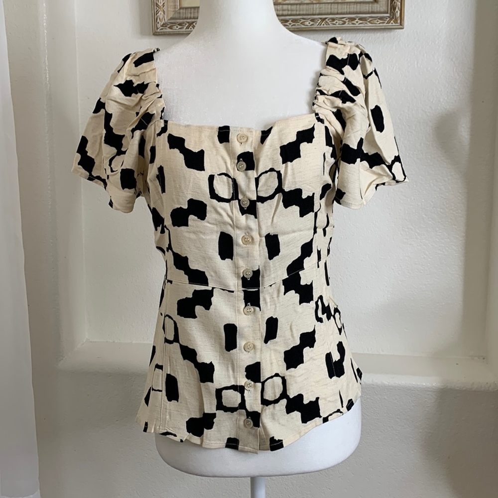 H&M peplum button down top with bell sleeves